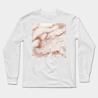 Rose Gold Marble Blush Pink Copper Metallic Foil Long Sleeve T-Shirt